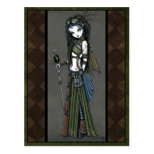 "Cloud Burst" Steampunk Aviatrix Fairy Postcard