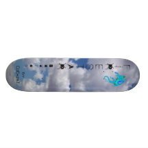 Clouds with Blue Dragon Skateboard