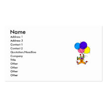 Clown floating under balloons business card templates