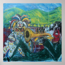 CLOWNS TRUMPET PLAYER PRINT