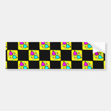 CMYK Nerd  Zone Ahead Hipster Geek Sign Pattern Bumper Sticker