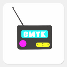 CMYK portable retro radio Stickers
