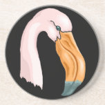 Coaster light pink Flamingo Bird black background