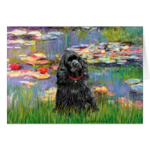 Cocker (black) - Lilies 2 Card