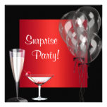 Cocktail Balloons Red Surprise Birthday Party Custom Announcement