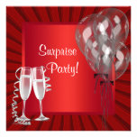 Cocktail Balloons Red Surprise Birthday Party Personalized Invitations