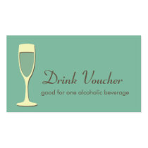 Cocktail champagne glass event green drink ticket business cards
