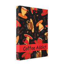 Coffee Addict Customizable Red Black Coffee Cup Gallery Wrapped Canvas