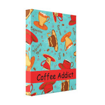 Coffee Addict Customize Red Turquoise Coffee Cup Canvas Print