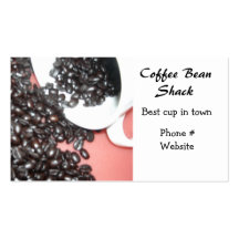 Coffee Beans and White Coffee Cup Business Cards