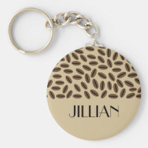 Coffee Beans Personalised Keychain
