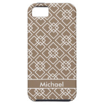 Coffee Brown Monogram Geometric Pattern iPhone 5 Case