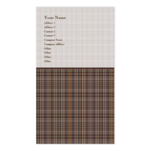 Coffee Brown Plaid Pattern Business Card