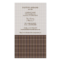 Coffee Brown Plaid Pattern Business Card Templates