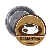 Coffee Cup Coffee Shop Cafe Staff ID Name Tags Pins