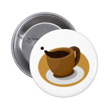 Coffee Cup Pinback Buttons
