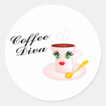Coffee Diva Round Stickers