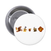 Coffee Icons Pinback Buttons