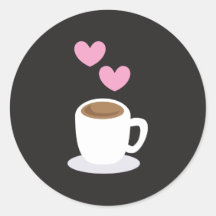 Coffee love hearts on black sticker