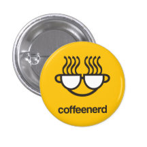coffee nerd yellow Button pin
