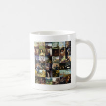 Collage of paintings of van Gogh, Vermeer, etc Mugs