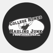 College Hunks Hauling Junk Black and White Round Stickers