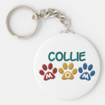 COLLIE Mum Paw Print 1 Keychain