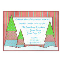 Coloful Christmas Trees Country Holiday Party Invite