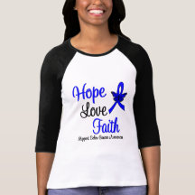 Colon Cancer Hope Love Faith Ribbon Shirt