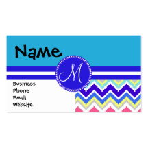 Colorful Blue Aztec Andes Chevron Zig Zags Business Card