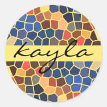 Colorful Blue Yellow Orange Abstract Funky Mosaic Stickers