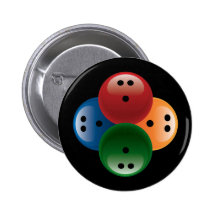 COLORFUL BOWLING BALLS PINBACK BUTTON