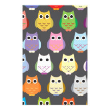 Colorful Cut Owls Stationery Paper