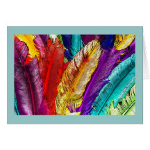 COLORFUL FEATHERS GREETING CARDS