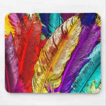 COLORFUL FEATHERS MOUSE MAT