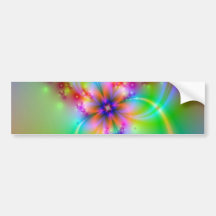 Colorful Flower With Ribbons Bumper Stickers