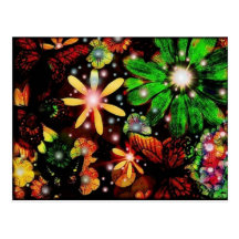 Colorful Flowers And Butterflies Post Cards