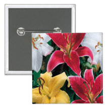 Colorful Flowers Button