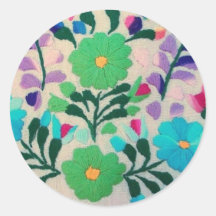 Colorful Flowers Pattern Round Sticker