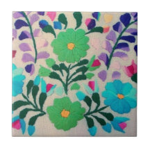 Colorful Flowers Pattern Tile