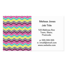 Colorful girly chevron business cards