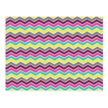 Colorful girly chevron post cards