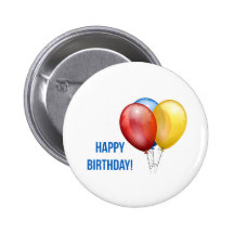Colorful Happy Birthday Balloons Pinback Buttons