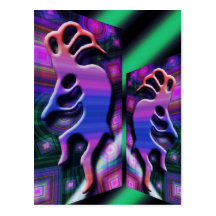 Colorful Kokopelli Abstract Post Card