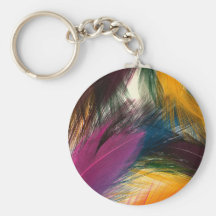 Colorful multi colored Feathers Keychain