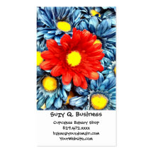Colorful Orange Red Blue Gerber Daisies Flowers Business Card Template