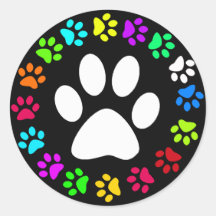 COLORFUL PAW PRINTS STICKERS