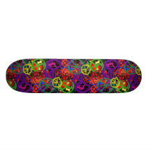 COLORFUL PEACE SIGN COLLAGE CUSTOM SKATEBOARD