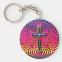 COLORFUL RETRO CROSS KEY CHAIN