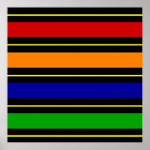 Colorful Summer Striped Pattern Red Orange Blue Gr Posters